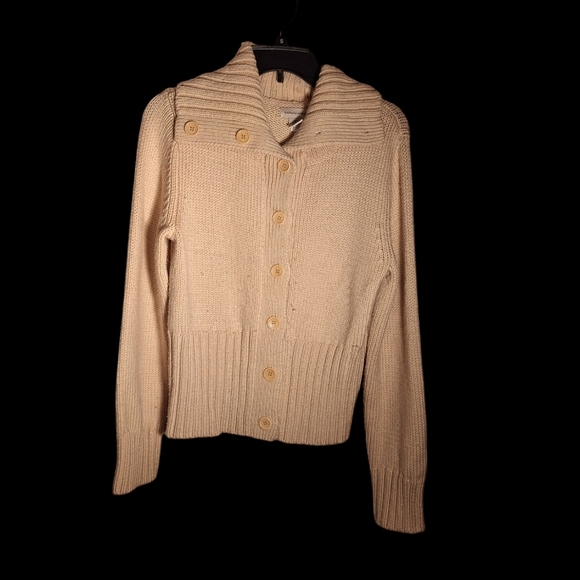 Banana Republic 100% Wool Cardigan Sweater Ladies Large Vintage Holiday 2002 Y2K - Picture 1 of 6